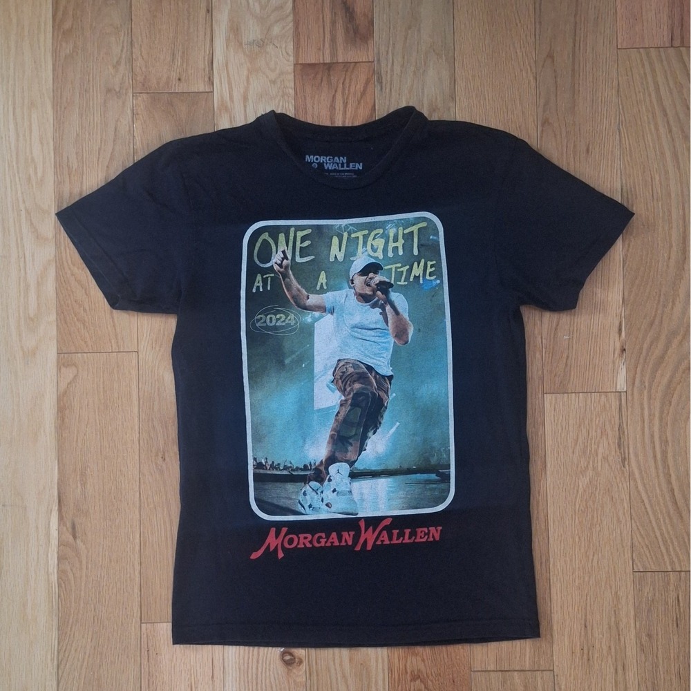Morgan Wallen One Night At A Time 2024 Tour T-Shirt Black Graphic Concert Tee
